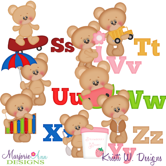 Alphabet Bears S-Z SVG Cutting Files Includes Clipart - Click Image to Close